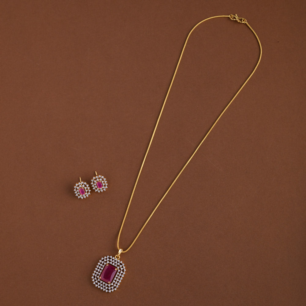 Diamond inspired pendent mid - length chain