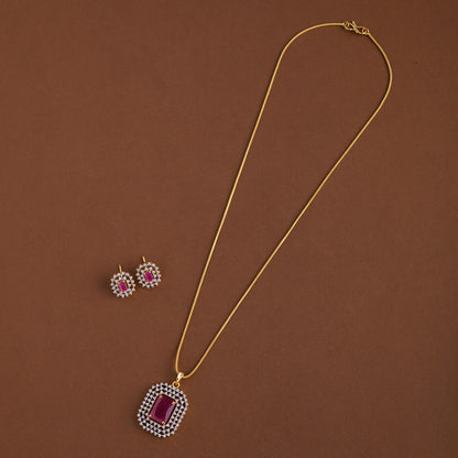 Diamond inspired pendent mid - length chain