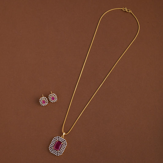 Diamond inspired pendent mid - length chain