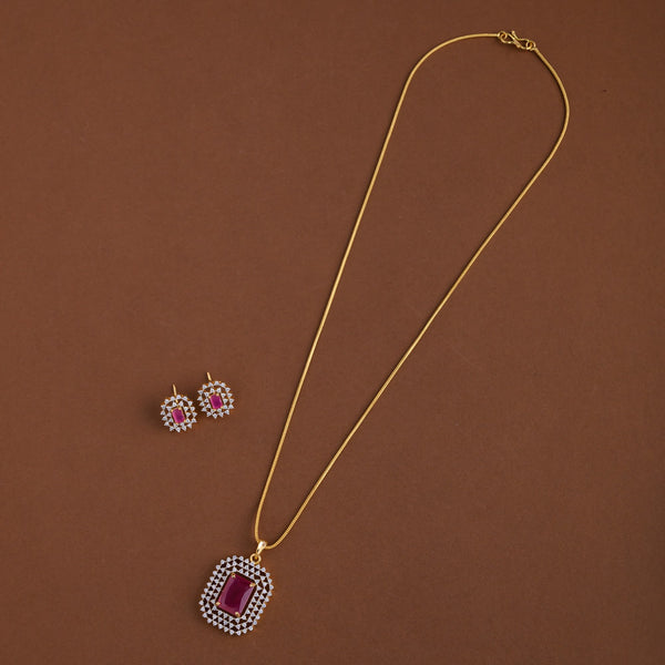 Diamond inspired pendent mid - length chain