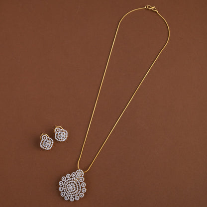 Diamond inspired pendent mid - length chain