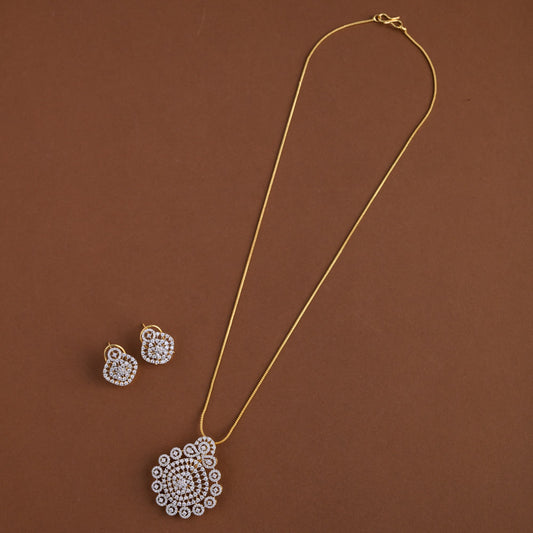 Diamond inspired pendent mid - length chain