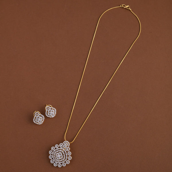 Diamond inspired pendent mid - length chain