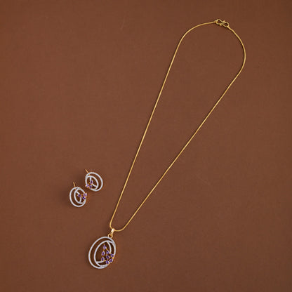 Diamond inspired pendent mid - length chain