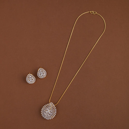 Diamond inspired pendent mid - length chain