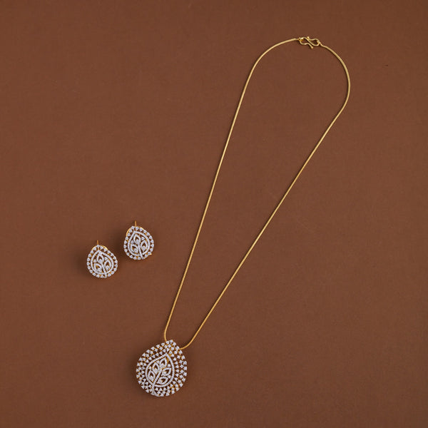 Diamond inspired pendent mid - length chain