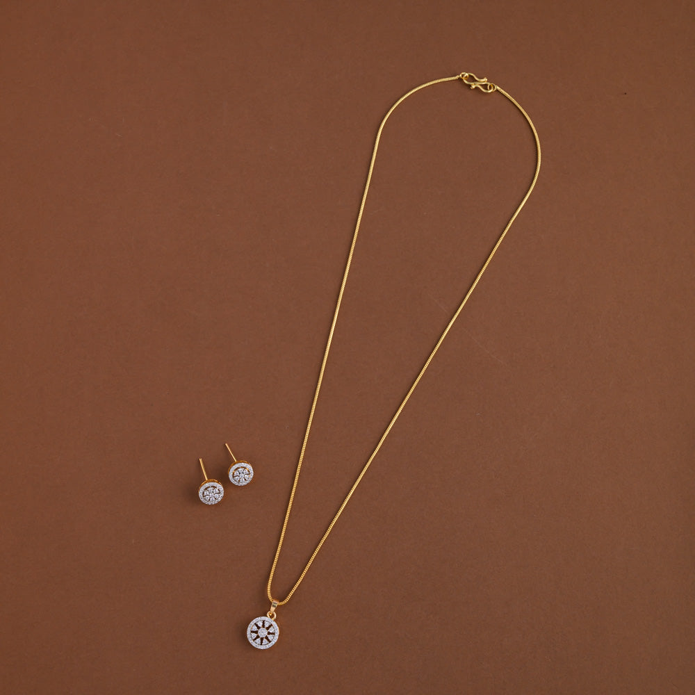 Diamond inspired pendent mid - length chain