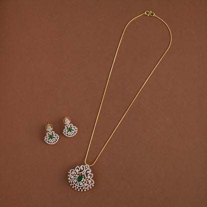 Diamond inspired pendent mid - length chain