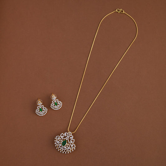 Diamond inspired pendent mid - length chain