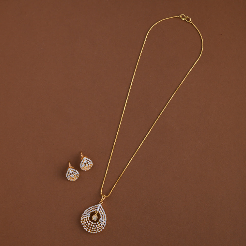 Diamond inspired pendent mid - length chain