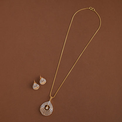 Diamond inspired pendent mid - length chain