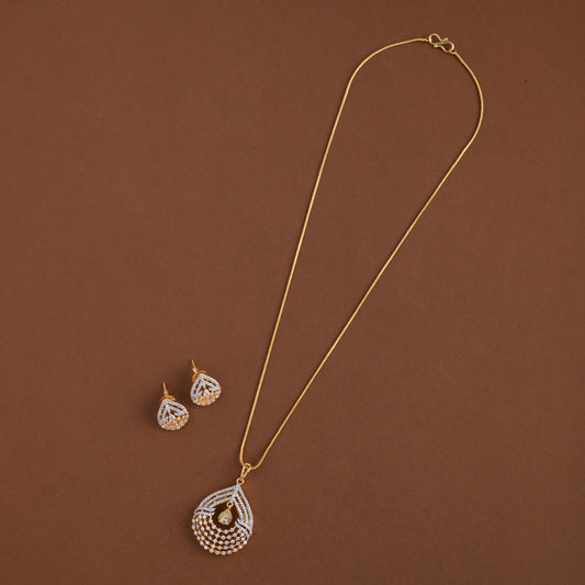 Diamond inspired pendent mid - length chain