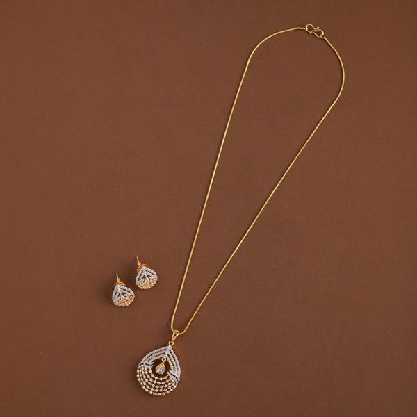 Diamond inspired pendent mid - length chain