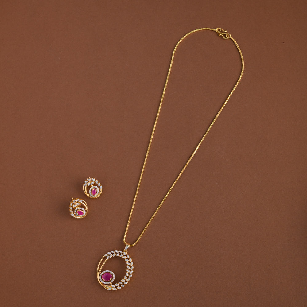 Diamond inspired pendent mid - length chain