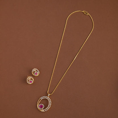 Diamond inspired pendent mid - length chain