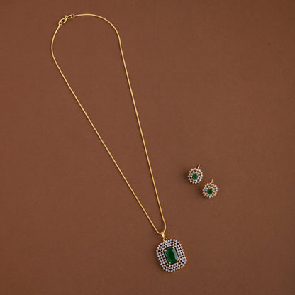 Diamond inspired pendent mid - length chain