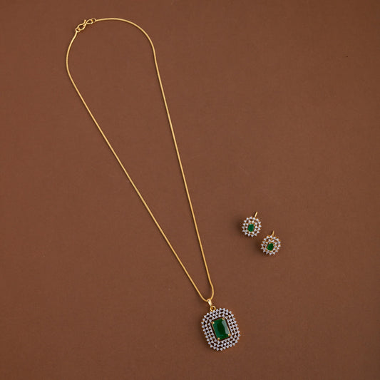 Diamond inspired pendent mid - length chain