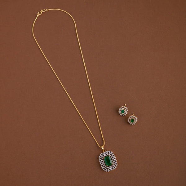 Diamond inspired pendent mid - length chain