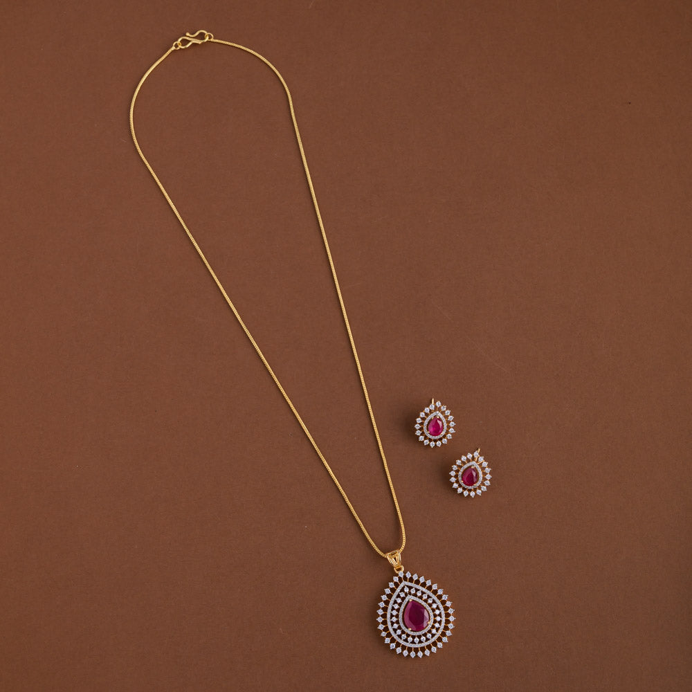 Diamond inspired pendent mid - length chain