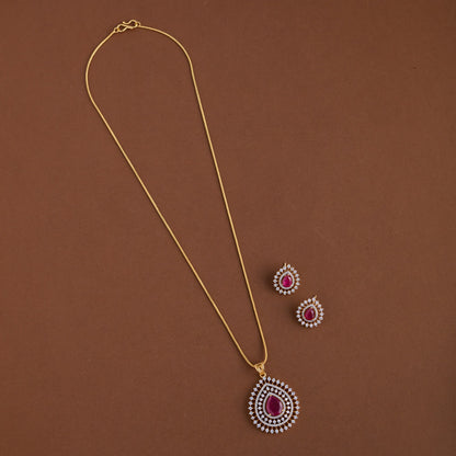 Diamond inspired pendent mid - length chain