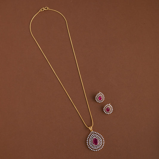 Diamond inspired pendent mid - length chain