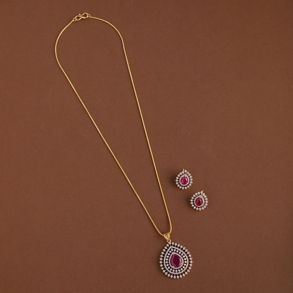 Diamond inspired pendent mid - length chain