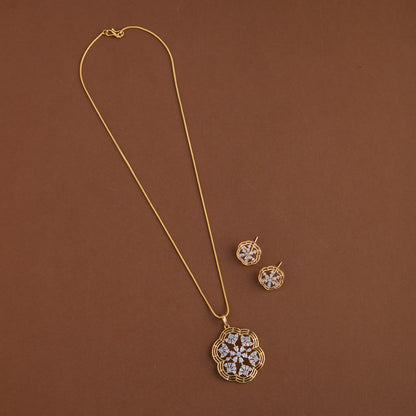 Diamond inspired pendent mid - length chain