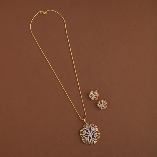 Diamond inspired pendent mid - length chain