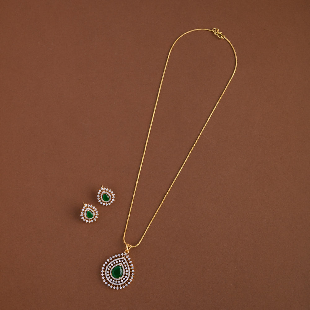Diamond inspired pendent mid - length chain