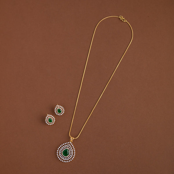 Diamond inspired pendent mid - length chain