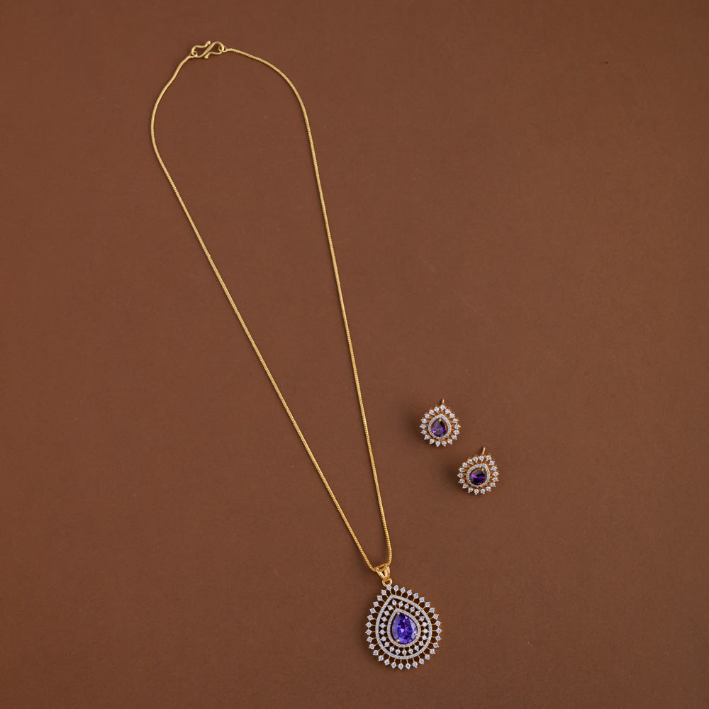 Diamond inspired pendent mid - length chain