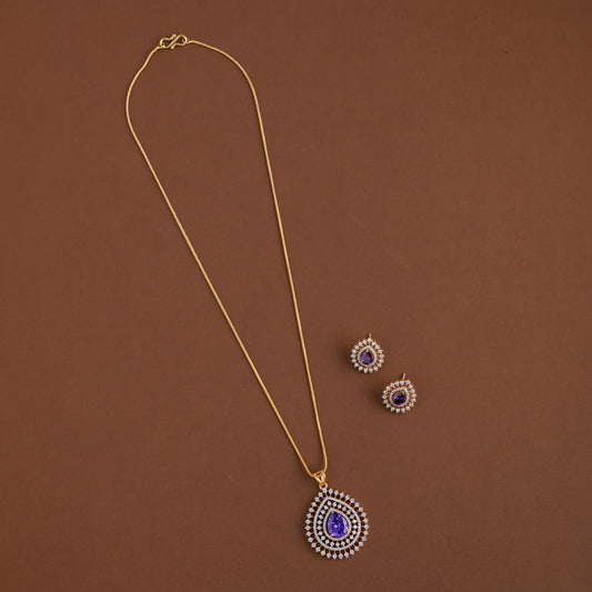 Diamond inspired pendent mid - length chain
