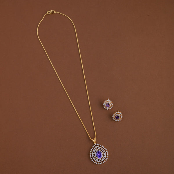 Diamond inspired pendent mid - length chain