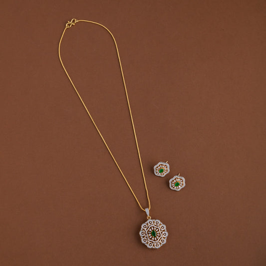 Diamond inspired pendent mid - length chain