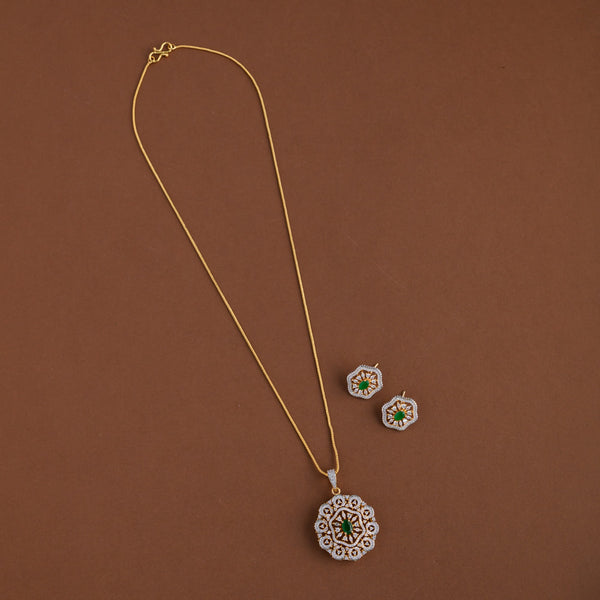 Diamond inspired pendent mid - length chain