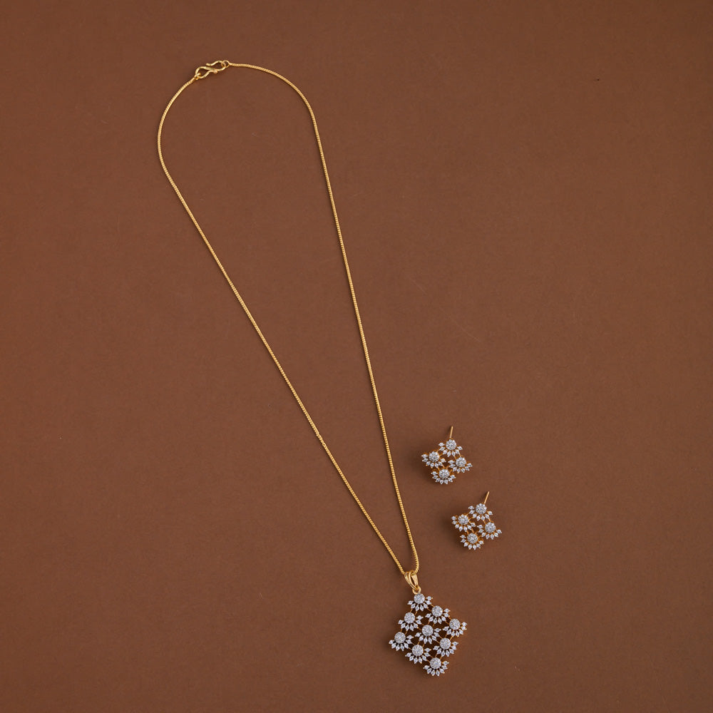 Diamond inspired pendent mid - length chain