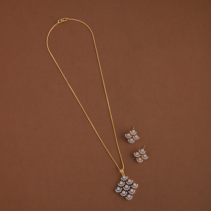 Diamond inspired pendent mid - length chain