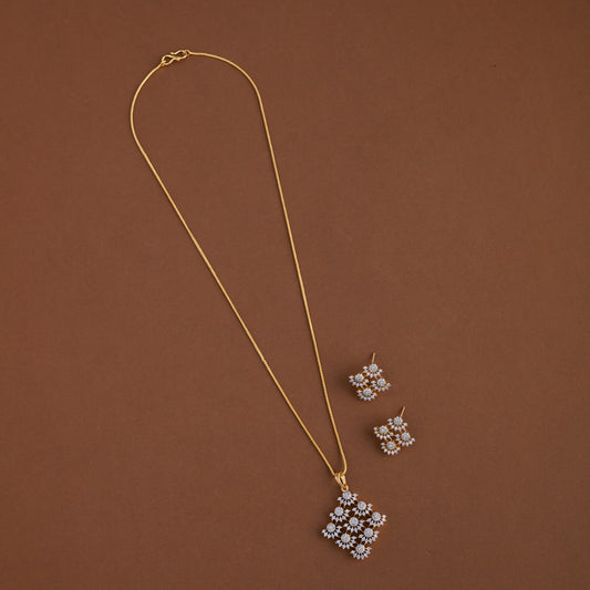 Diamond inspired pendent mid - length chain