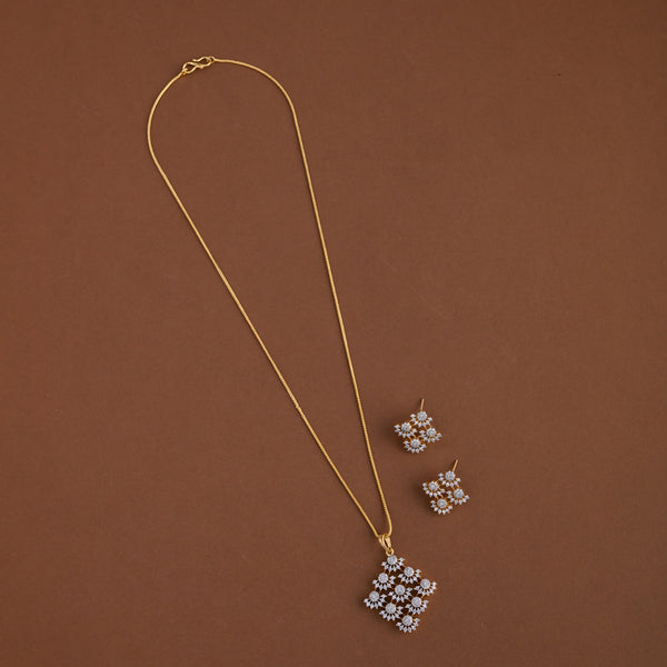 Diamond inspired pendent mid - length chain