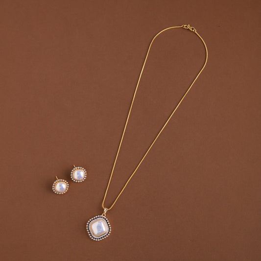 Diamond inspired pendent mid - length chain