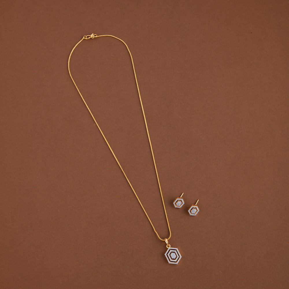 Diamond inspired pendent mid - length chain