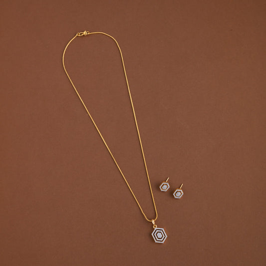 Diamond inspired pendent mid - length chain