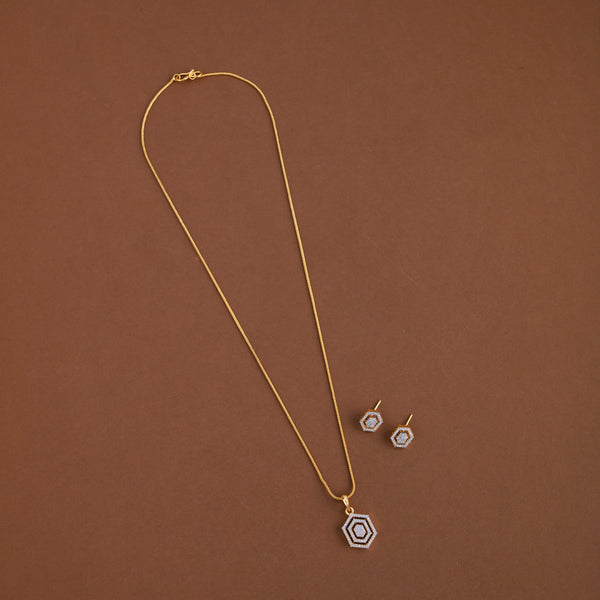 Diamond inspired pendent mid - length chain