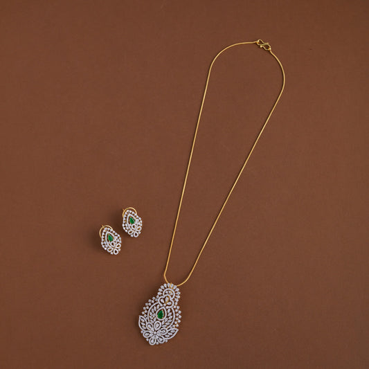 Diamond inspired pendent mid - length chain