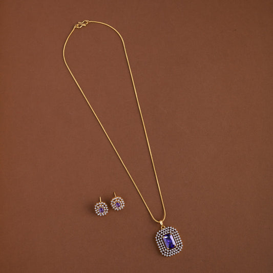 Diamond inspired pendent mid - length chain