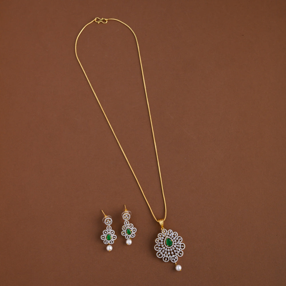 Diamond inspired pendent mid - length chain
