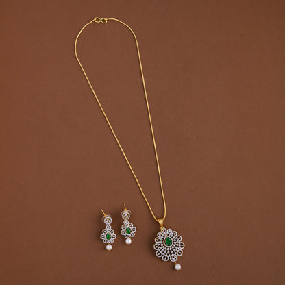Diamond inspired pendent mid - length chain