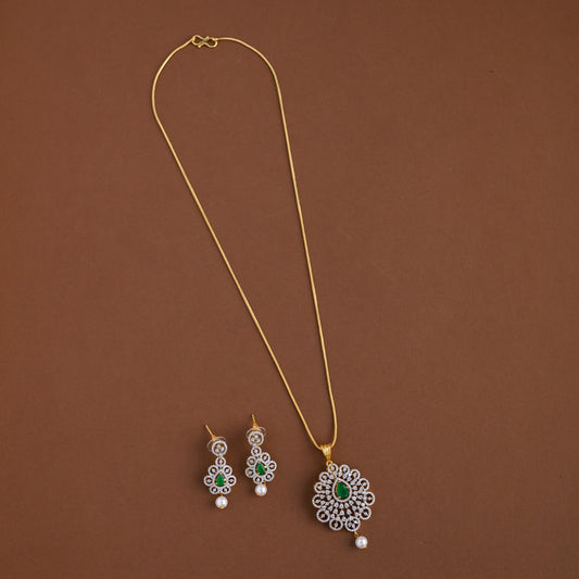 Diamond inspired pendent mid - length chain