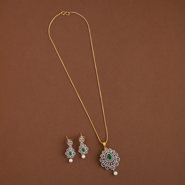 Diamond inspired pendent mid - length chain