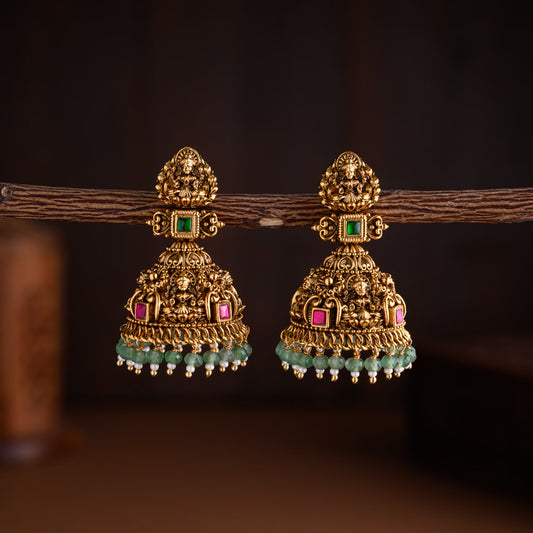 Jadau Temple desigher -Jhumka